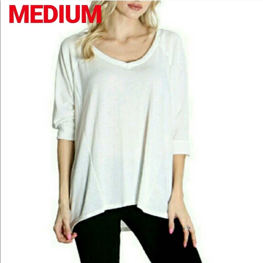 Hacci Blouse Loose Hi-lo Tunic
